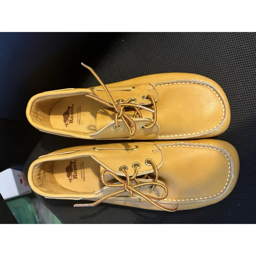 Roots Mens Boat Shoes Leather Lace Up Comfort Casual Tan‎ Loafers 7.5